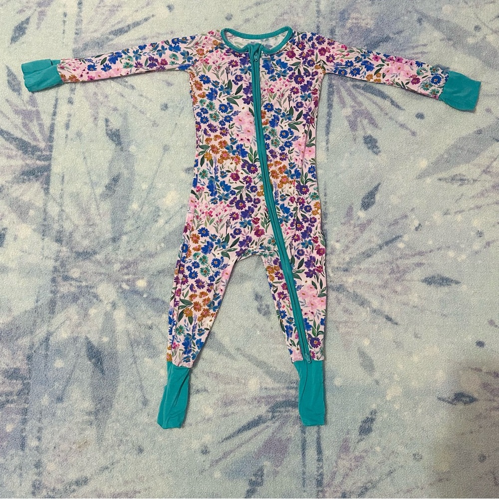 Little Sleepies Sweet Pea Floral Zippy Pajamas Bamboo 12-18M 12/18